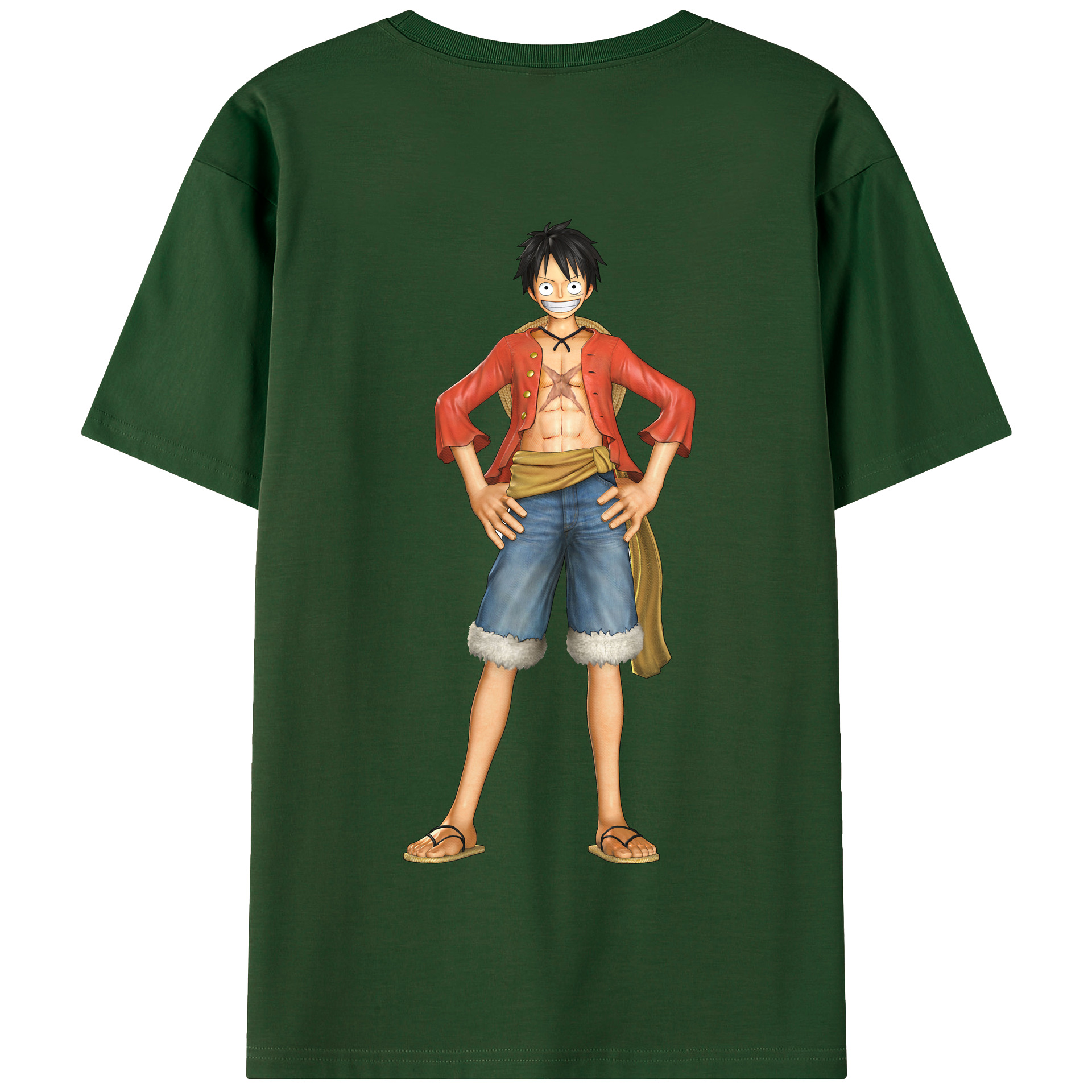 ワンピース モンキー・D・ルフィ ONE PIECE Monkey D. Luffy 綿100％半袖Tシャツ（背面プリント）